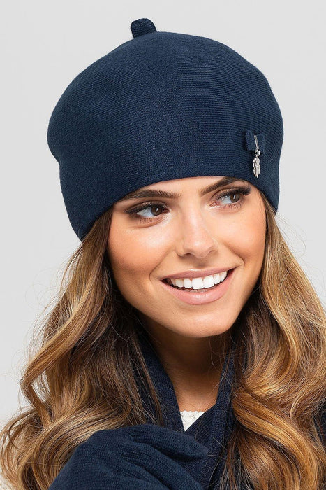 Chic Women's Beret with Decorative Bow and Pendant