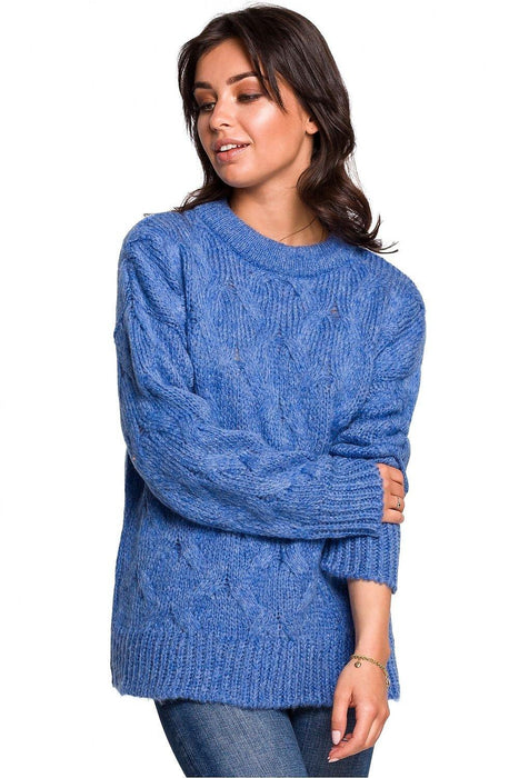 Plaid Over-the-Shoulder Knit Sweater for Cozy Winter Days