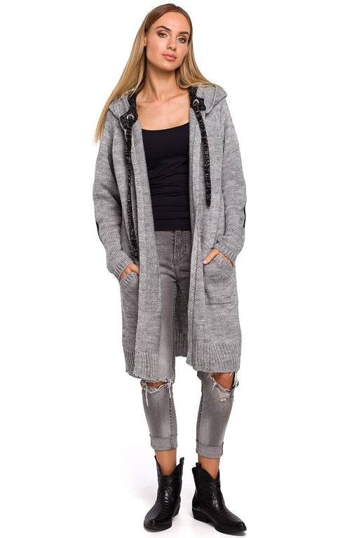 Stylish Hooded Cardigan with Distinctive Straps