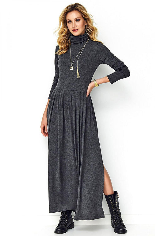 Chic Pleated Turtleneck Midi Dress for Effortless Elegance