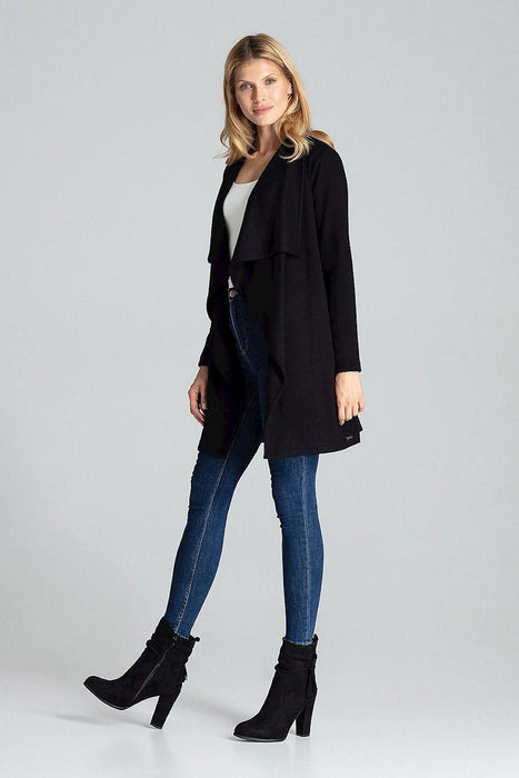 Chic Asymmetrical Black Cardigan with Practical Pockets