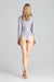 Chic Navy Long Sleeve Shapewear Bodysuit with Elegant Envelope Neckline