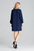 Elegant Navy Blue Midi Dress with Stylish Buffet Sleeves for Effortless Chic