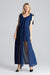 Elegant Navy Blue Sleeveless Cocktail Dress with Feminine Shoulder Ties