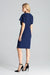 Elegant Navy Blue Midi Dress with Kimono Sleeves and Alluring Envelope Neckline