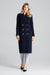 Navy Blue Chic: Elegant Double-Breasted Coat with Golden Accents