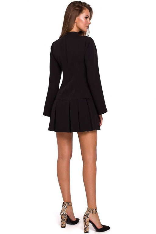 Chic Stand-Up Collar Cocktail Dress with Flared Sleeves