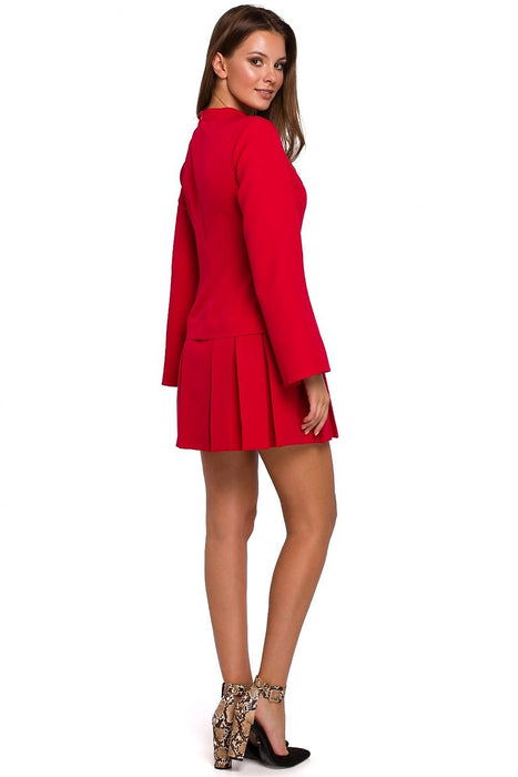 Chic Stand-Up Collar Cocktail Dress with Flared Sleeves