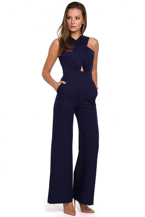 Chic Striped Jumpsuit with Crosswise Design for Stylish Events