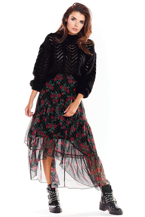 Chic Asymmetrical Chiffon Maxi Skirt with Distinctive Prints