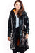 Sleek Modern Oversized Glossy Coat with Snap Fastening