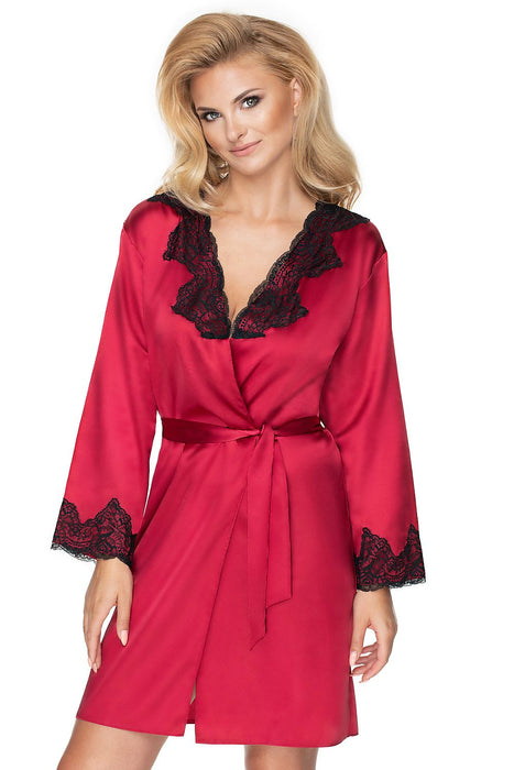 Luxurious Burgundy Lace Adorned Robe