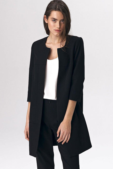 Sleek Women's Black Longline Coat for Effortless Elegance