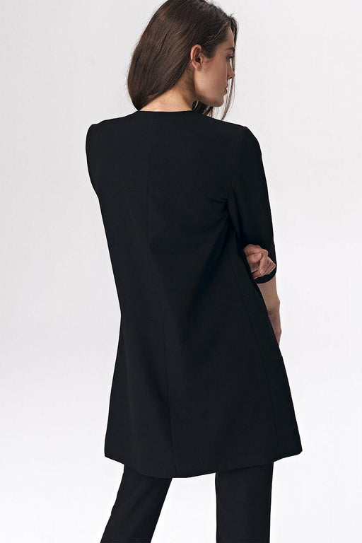 Sleek Women's Black Longline Coat for Effortless Elegance