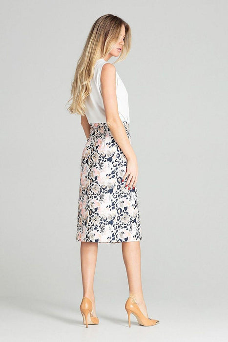 Elegant Checkered Midi Skirt with Stylish Front Overlap and Decorative Button Accents