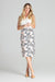 Elegant Checkered Midi Skirt with Stylish Front Overlap and Decorative Button Accents