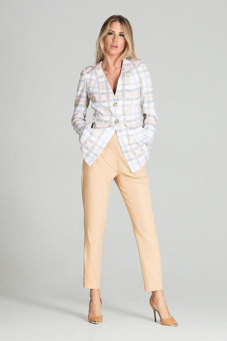 Chic Plaid Spring Jacket with Innovative Cheese Neckline