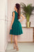 Elegant Bottle Green Ruffled Cocktail Dress by Numoco