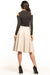 Eco-Leather Flare Midi Skirt with Decorative Side Zip