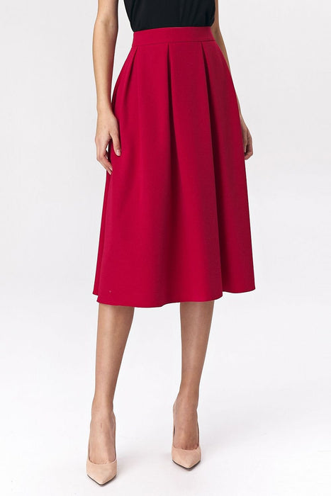 Fuchsia Flared Midi Skirt for Effortless Office Style