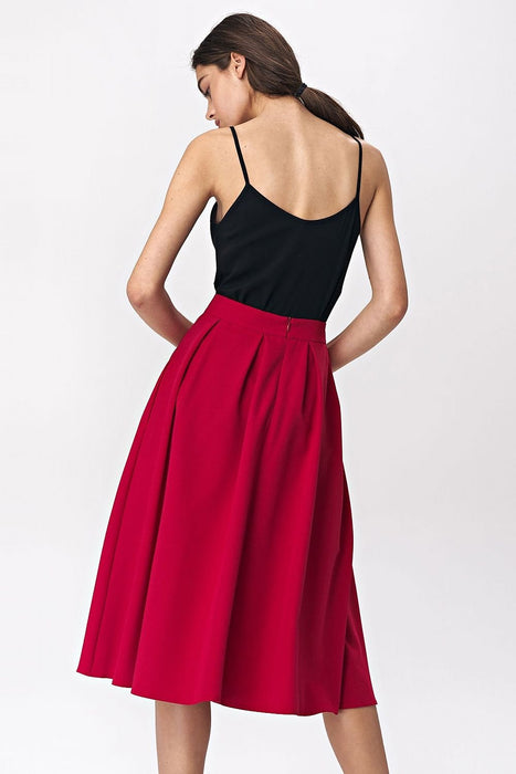 Fuchsia Flared Midi Skirt for Effortless Office Style