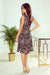 Chic Beige and Green Leaf Print Belted Trapeze Dress by Numoco