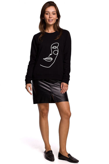 Stylish Ruffle Sleeve Sweatshirt with Eye-Catching Print for All-Day Comfort