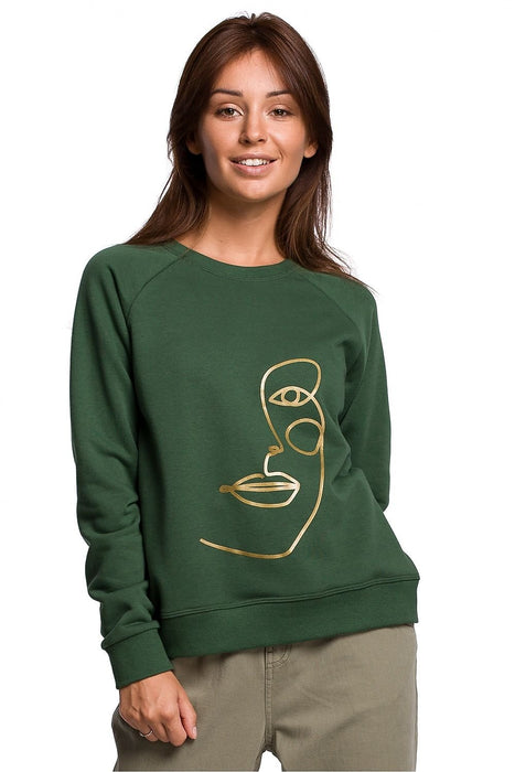 Stylish Ruffle Sleeve Sweatshirt with Eye-Catching Print for All-Day Comfort