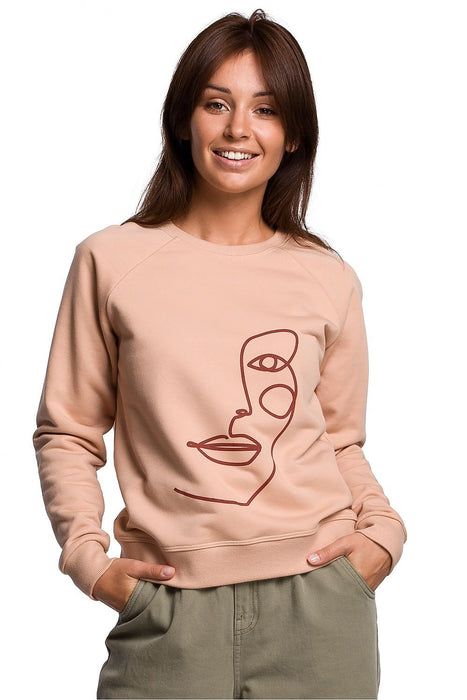 Stylish Ruffle Sleeve Sweatshirt with Eye-Catching Print for All-Day Comfort