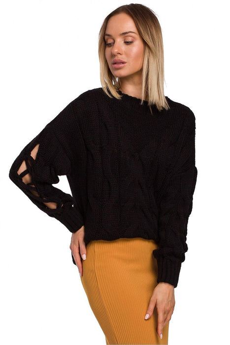 Stylish Cracked Sleeve Knit Pullover