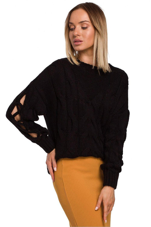 Stylish Cracked Sleeve Knit Pullover