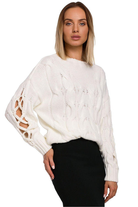 Stylish Cracked Sleeve Knit Pullover