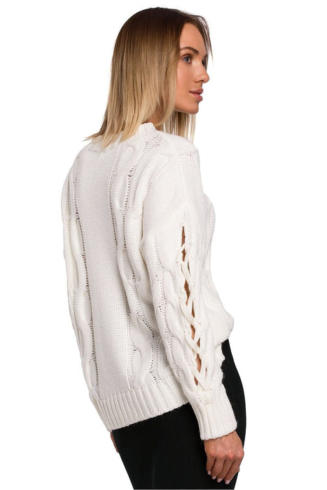 Stylish Cracked Sleeve Knit Pullover