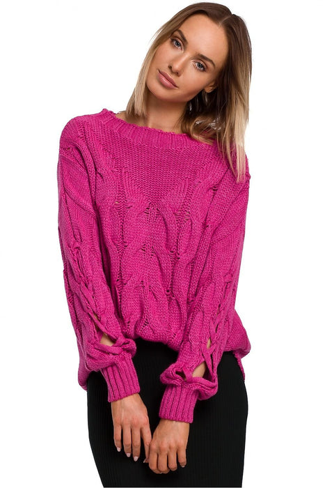 Stylish Cracked Sleeve Knit Pullover