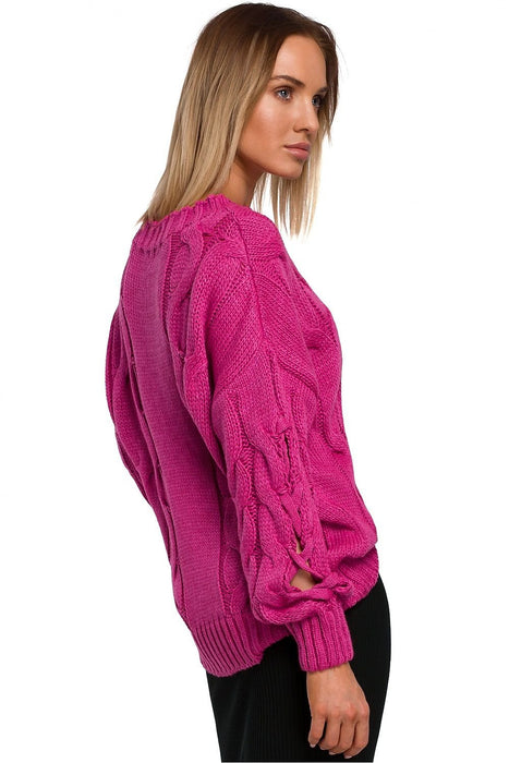 Stylish Cracked Sleeve Knit Pullover