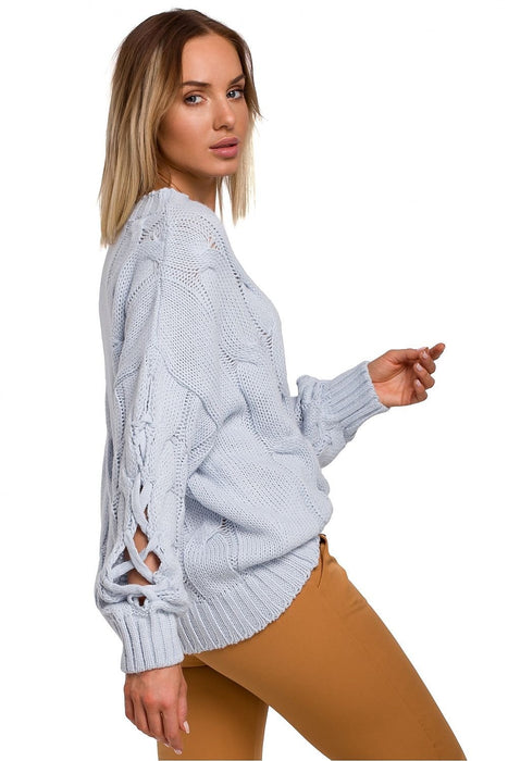 Stylish Cracked Sleeve Knit Pullover