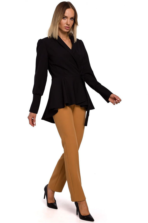 Chic Ruffled Tailcoat Blazer