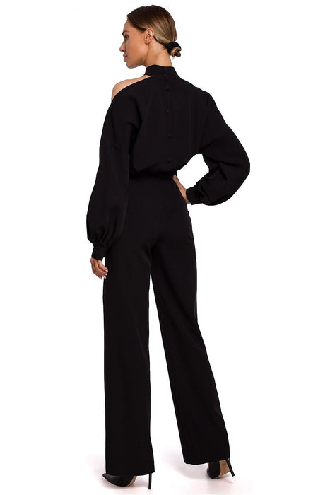 Chic Long Sleeve Jumpsuit with Slit Accent