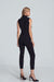 Chic Black Heart-Shape Jumpsuit with Collar and Waist Belt