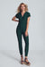 Elegant Black Jumpsuit with Trendy Envelope Neckline and Relaxed Elastic Waist