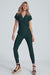 Elegant Black Jumpsuit with Trendy Envelope Neckline and Relaxed Elastic Waist