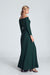 Elegant Off-Shoulder Black Maxi Gown with Pleated Bust and Defined Waist