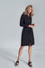 Elegant Black Midi Shirt Dress with Belt and Practical Pockets for Women