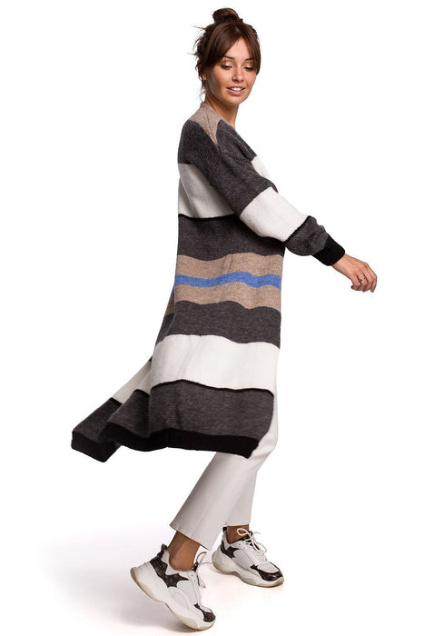 Chic Multicolor Striped Knit Cardigan