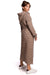 Warm Knitted Hooded Cardigan with Waist Tie