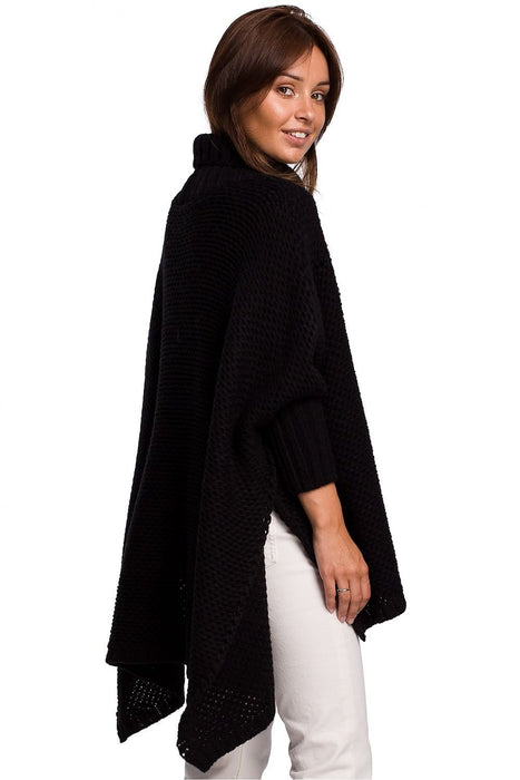 Cozy Knit Turtleneck Poncho Cape