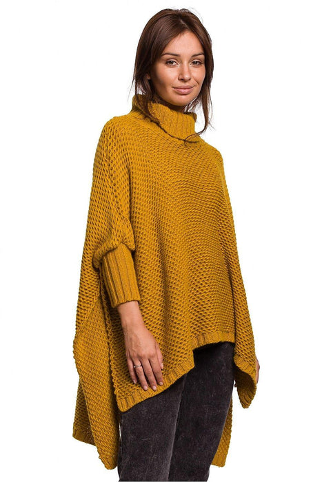 Cozy Knit Turtleneck Poncho Cape