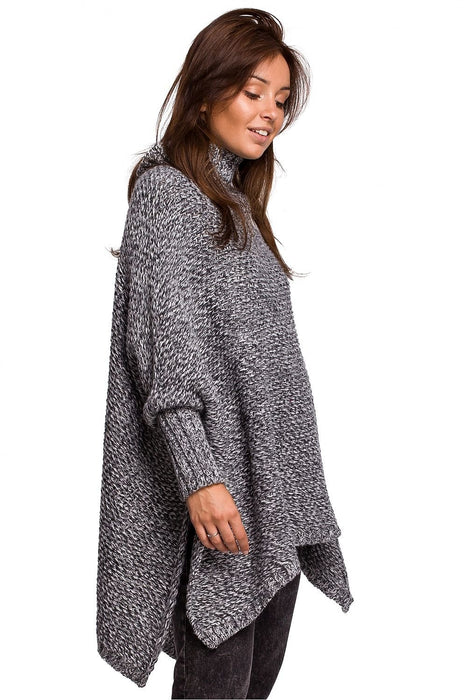 Cozy Knit Turtleneck Poncho Cape