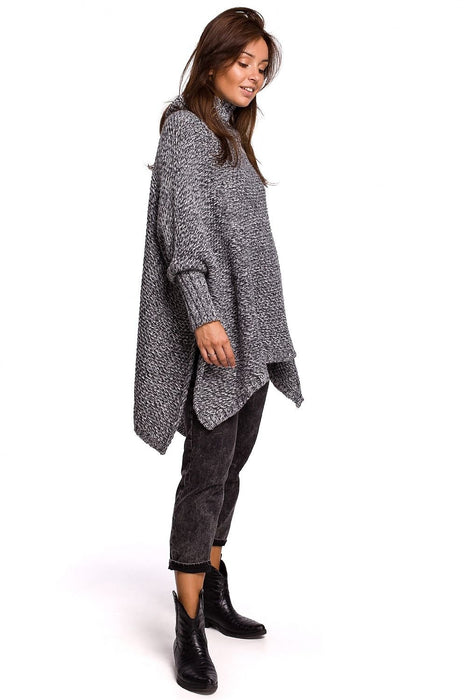 Cozy Knit Turtleneck Poncho Cape