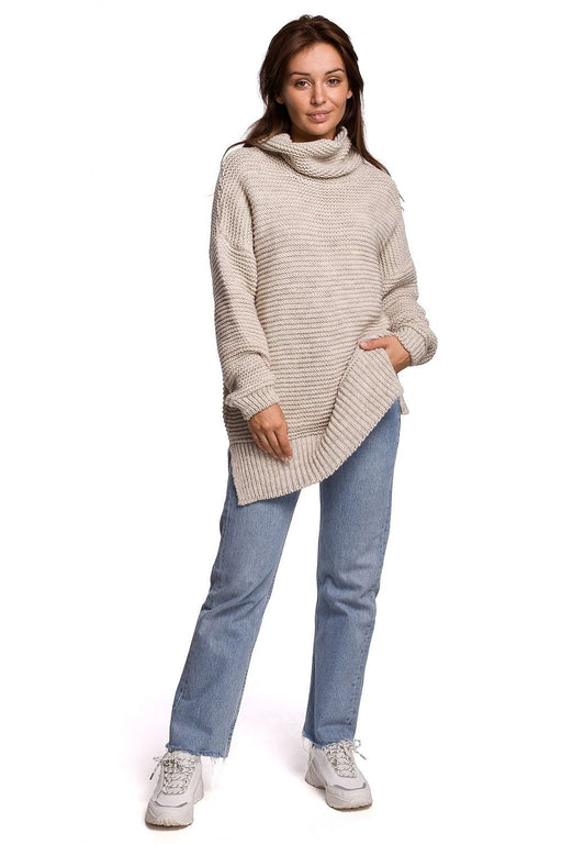 Snug and Stylish Turtleneck BE Knit Sweater for Cold Weather